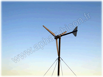 Éolienne contribuant à la recharge du parc de batteries